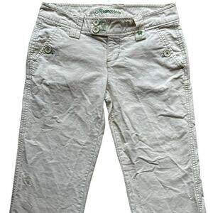 Aéropostale Size 3/4 Women Off-White Green Stitch Butterfly Pocket Chino Pants